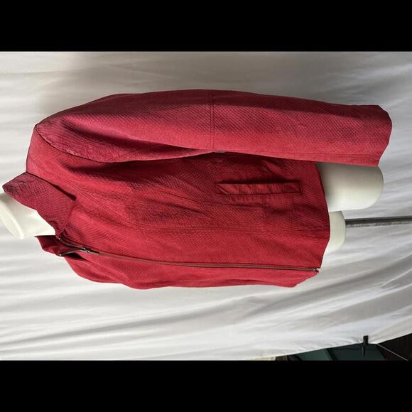 Bernardo - Red Leather Jacket with Texture - Petite Large - Picture 2 of 9